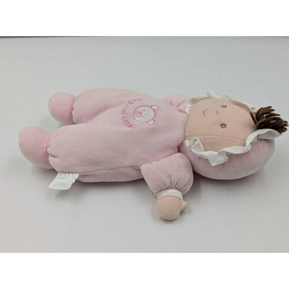 Vintage Carters Prestige Terry Cloth Baby‎ Doll Rattle Plush Hugs & Kisses Pink